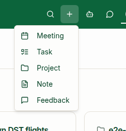 Create menu with Meeting and Task options
