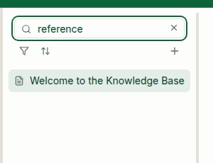 Knowledge Base search containing a query and a matching page result