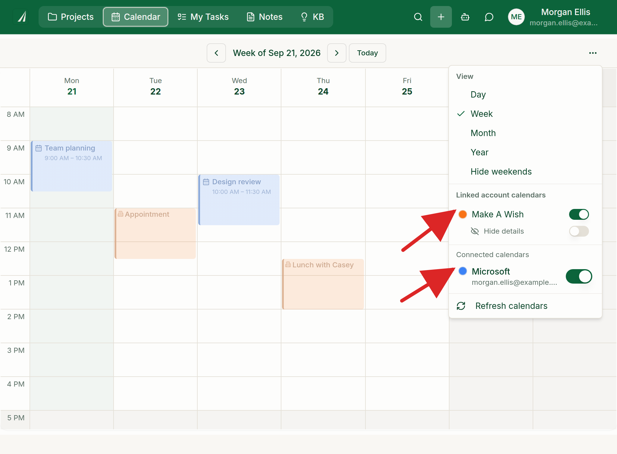 Skala calendar showing connected work and linked charity calendars together