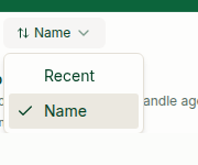 Notes sort menu with Recent and Name options