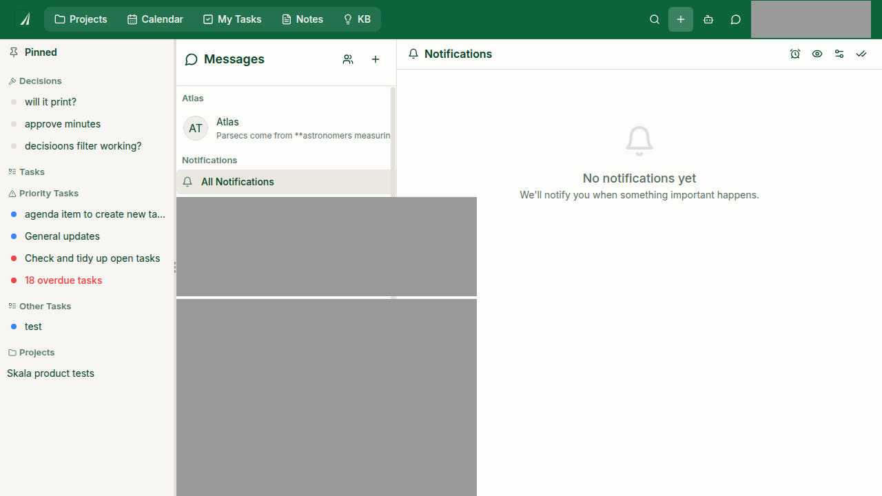 Skala production notifications view